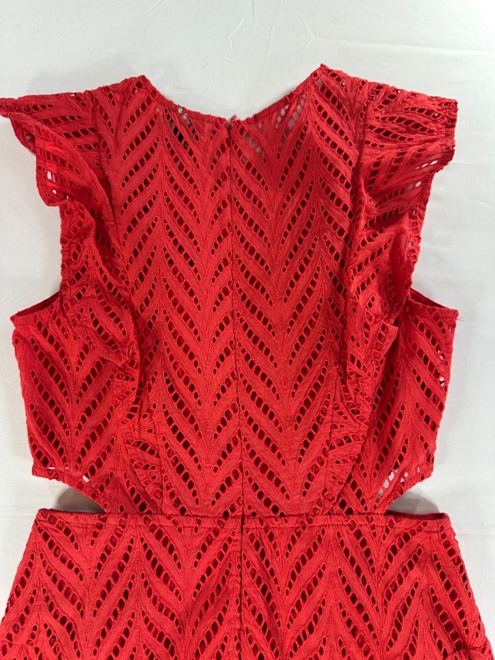 Bardot Red Eyelet Ruffle Cutout Fit & Flare Mini Dress US 6 - Picture 6 of 16
